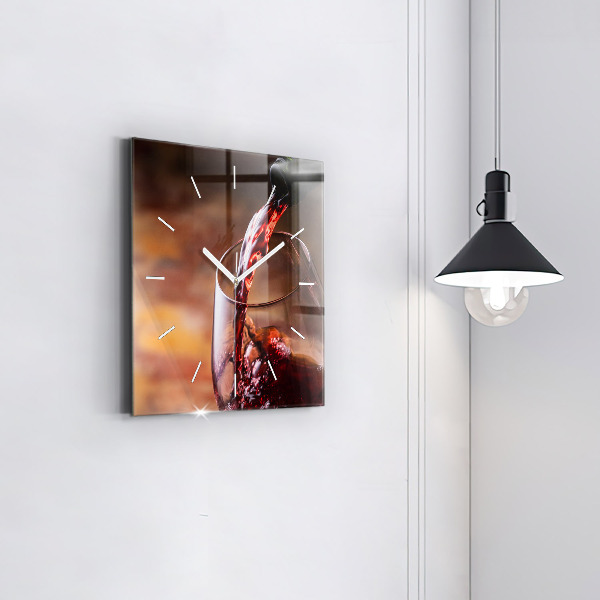 Wanduhr quadratisch mit motiv Weinglas