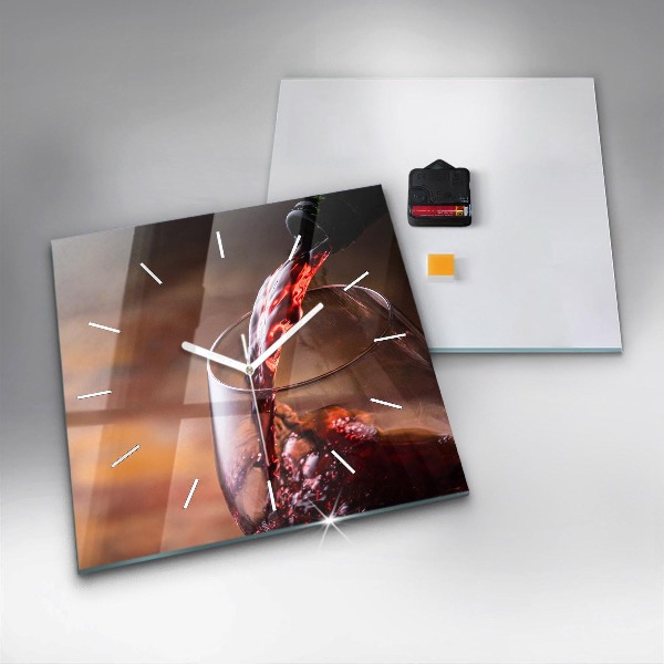 Wanduhr quadratisch mit motiv Weinglas