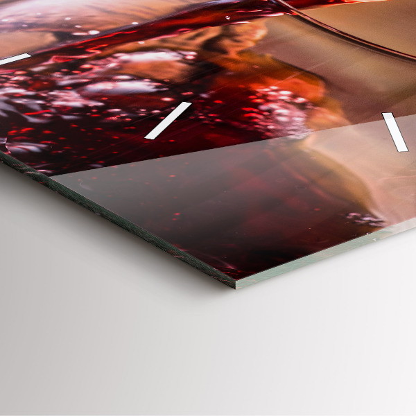 Wanduhr quadratisch mit motiv Weinglas