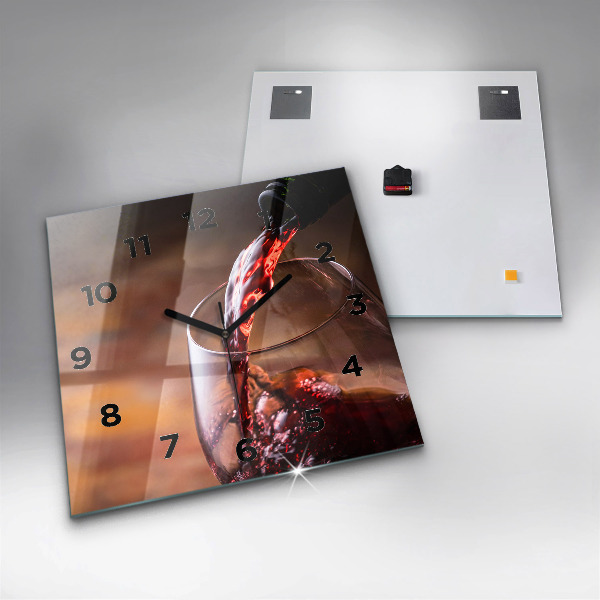 Wanduhr quadratisch mit motiv Weinglas
