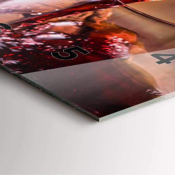 Wanduhr quadratisch mit motiv Weinglas