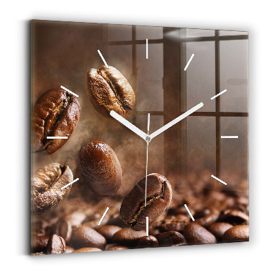 Wanduhr modern quadratisch Kaffeebohnen