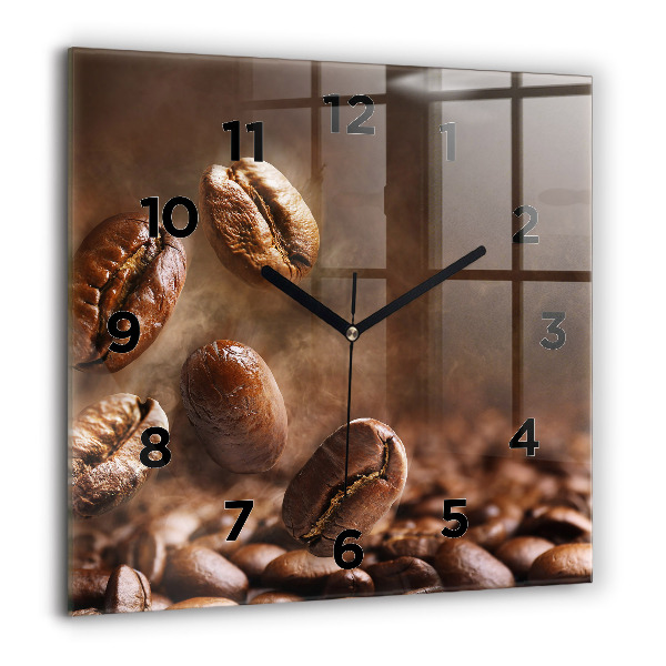Wanduhr modern quadratisch Kaffeebohnen