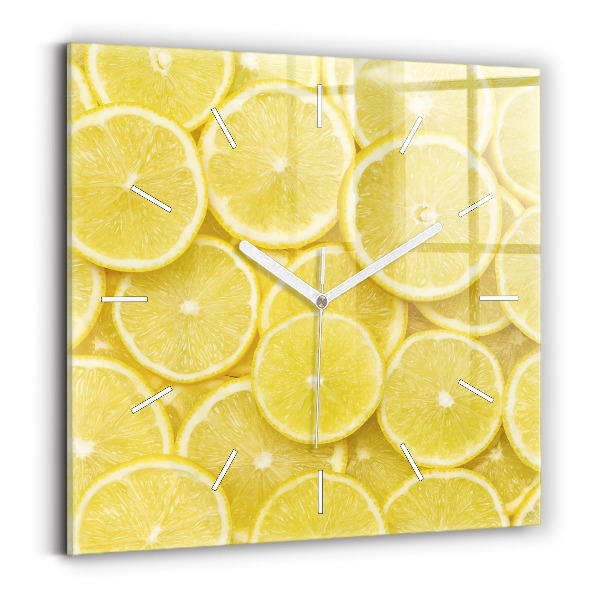 Wanduhr quadratisch mit motiv Zitronenscheiben