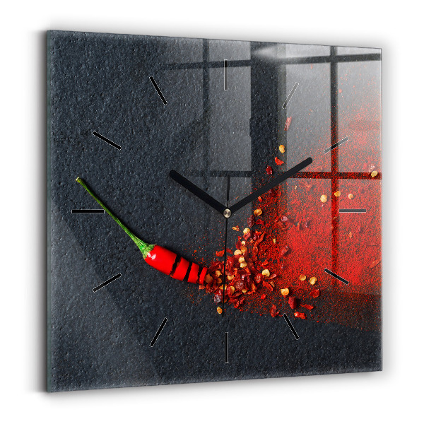 Wanduhr quadratisch mit motiv Roter Pfeffer als Gewürz