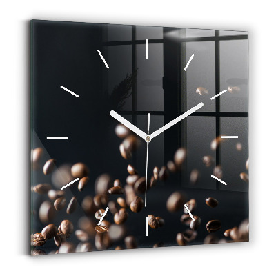 Wanduhr modern quadratisch Kaffeebohnen