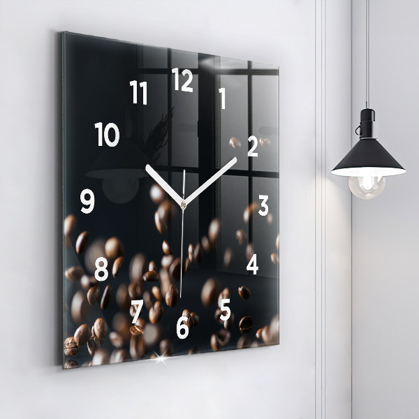 Wanduhr modern quadratisch Kaffeebohnen