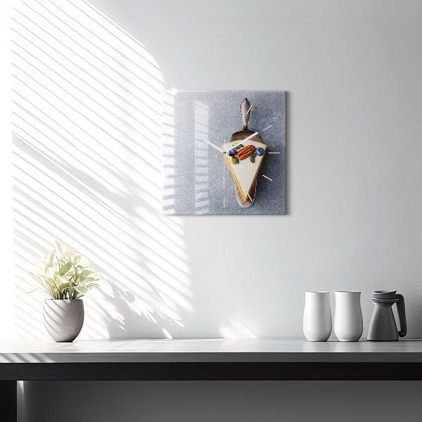 Wanduhr quadratisch mit motiv Ein Stück Kuchen