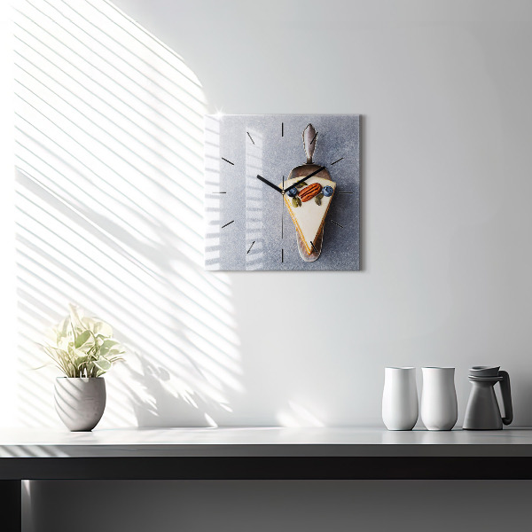 Wanduhr quadratisch mit motiv Ein Stück Kuchen