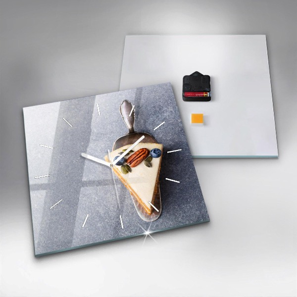 Wanduhr quadratisch mit motiv Ein Stück Kuchen