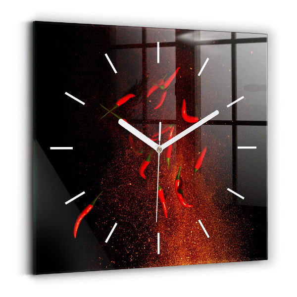 Wanduhr quadratisch mit motiv Chili-Schoten