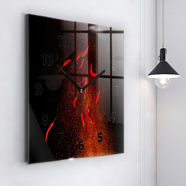 Wanduhr quadratisch mit motiv Chili-Schoten