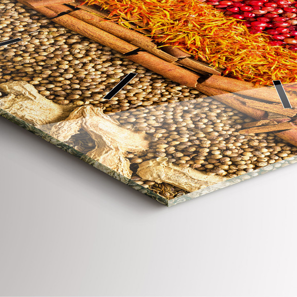 Wanduhr modern quadratisch Reihen von Gewürzen