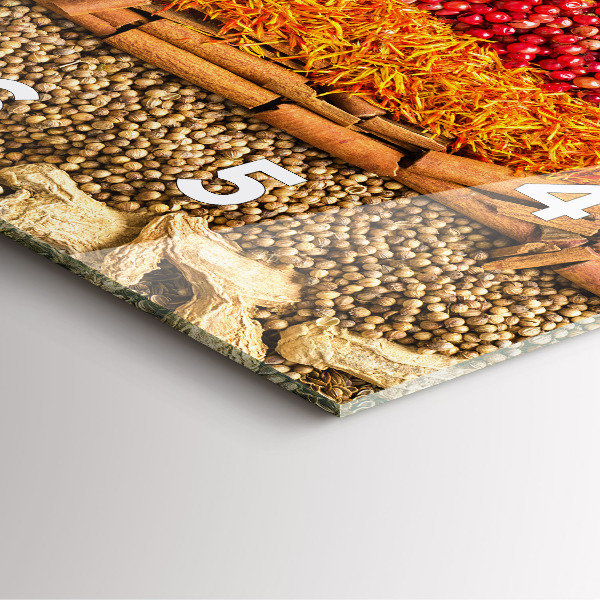 Wanduhr modern quadratisch Reihen von Gewürzen