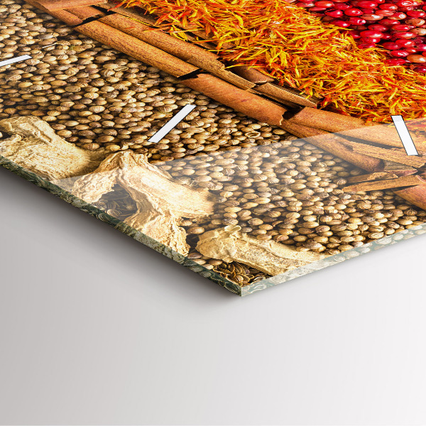 Wanduhr modern quadratisch Reihen von Gewürzen