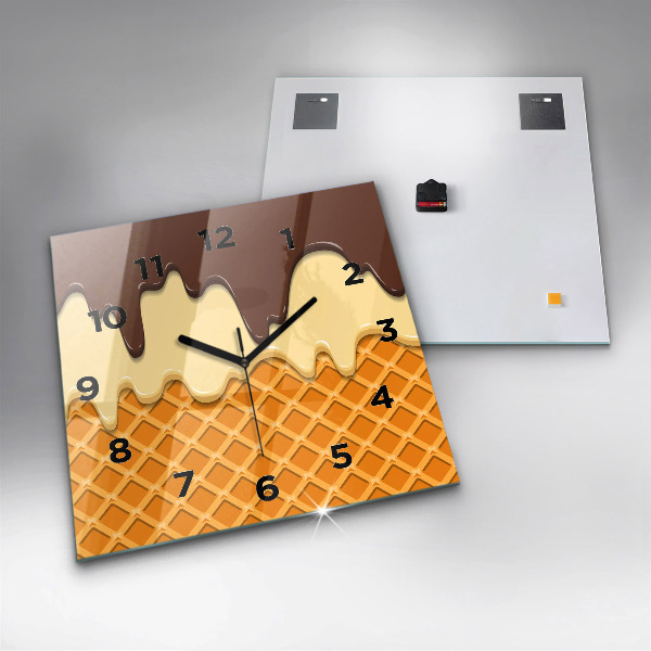 Wanduhr quadratisch mit motiv Waffel und Eiscreme