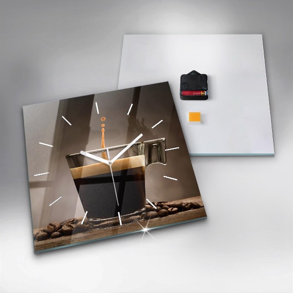 Wanduhr modern quadratisch Becher mit Kaffee