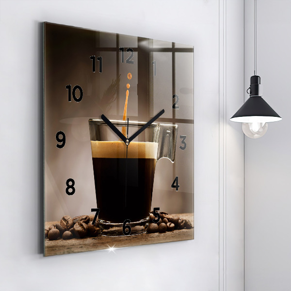 Wanduhr modern quadratisch Becher mit Kaffee