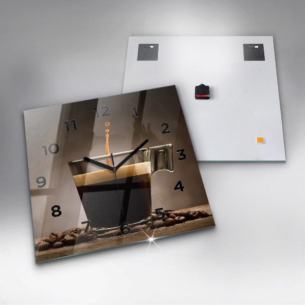 Wanduhr modern quadratisch Becher mit Kaffee