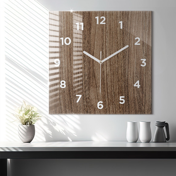 Wanduhr quadratisch mit motiv Dunkles Holz