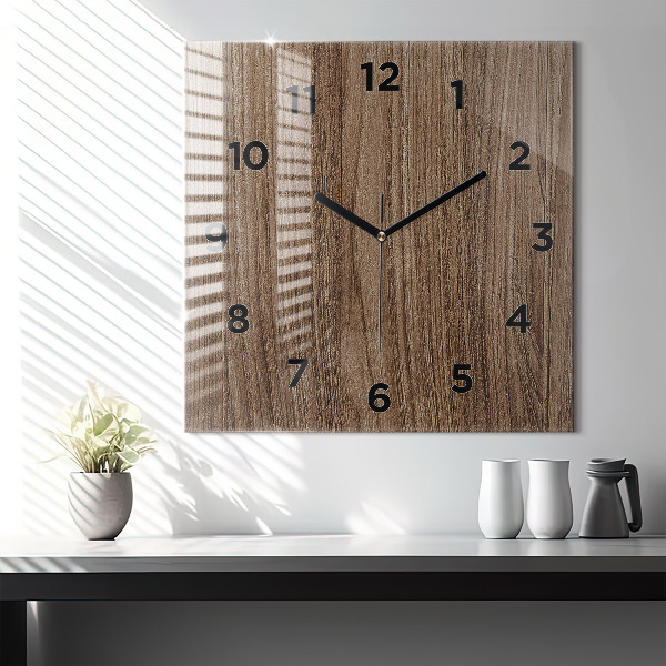 Wanduhr quadratisch mit motiv Dunkles Holz