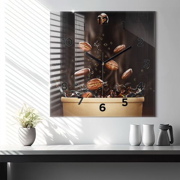 Wanduhr modern quadratisch Heißer Kaffee
