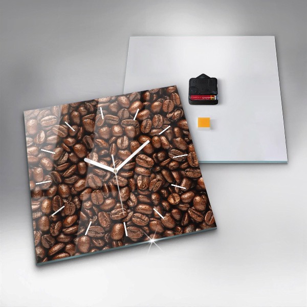 Wanduhr quadratisch Kaffeebohnen