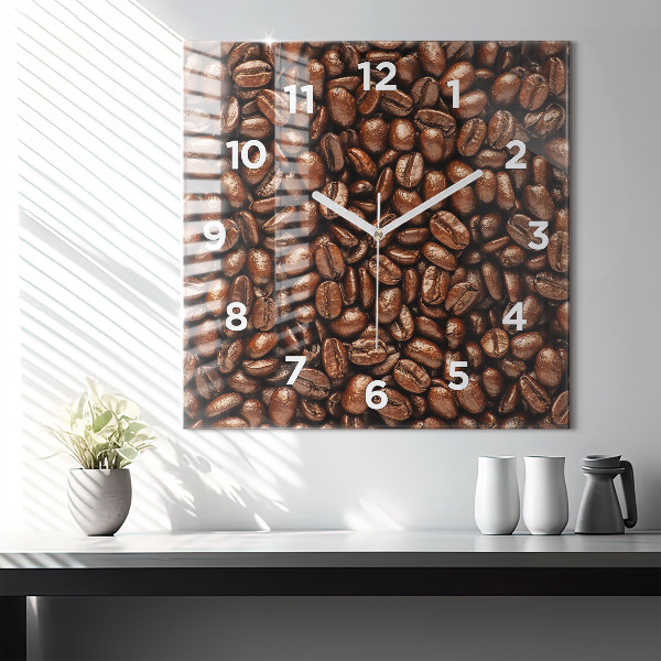 Wanduhr quadratisch Kaffeebohnen