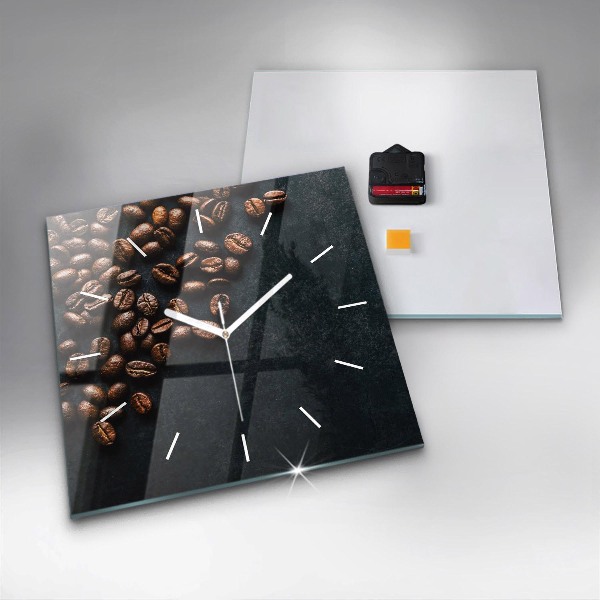 Wanduhr quadratisch mit motiv Kaffeebohnen