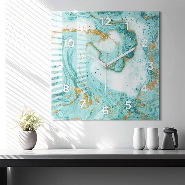 Wanduhr quadratisch Marmor Textur