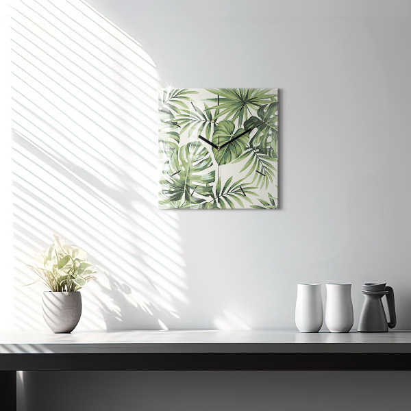Wanduhr modern quadratisch Tropisches Muster