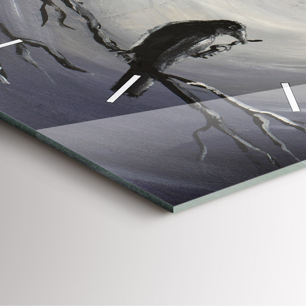 Wanduhr quadratisch mit motiv Rabe im Mondlicht