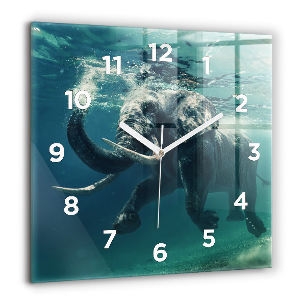 Wanduhr quadratisch mit motiv Schwimmender Elefant im Ozean