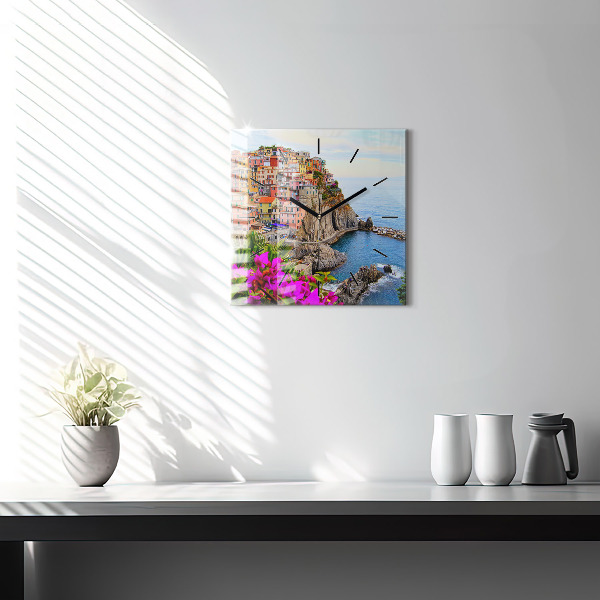 Wanduhr quadratisch mit motiv Cinque Terre Küste