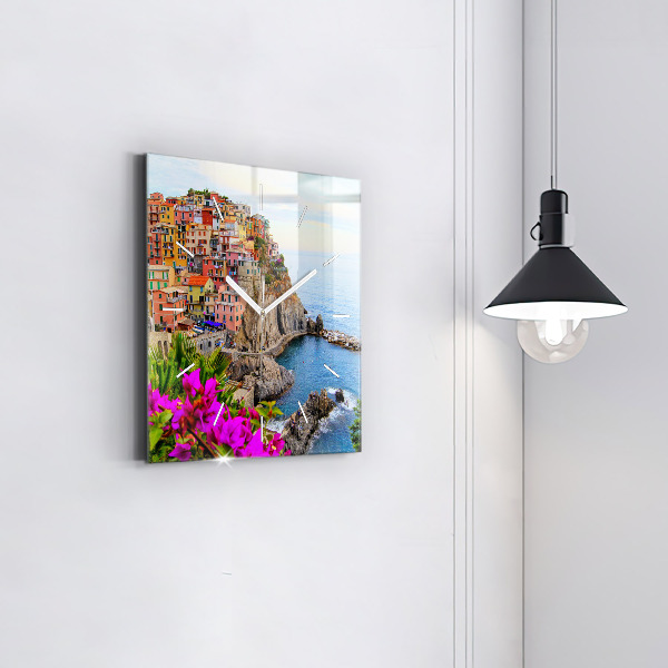 Wanduhr quadratisch mit motiv Cinque Terre Küste