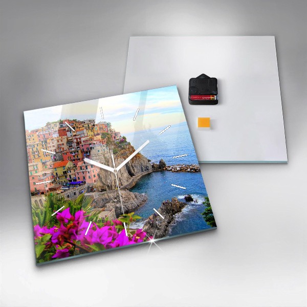 Wanduhr quadratisch mit motiv Cinque Terre Küste