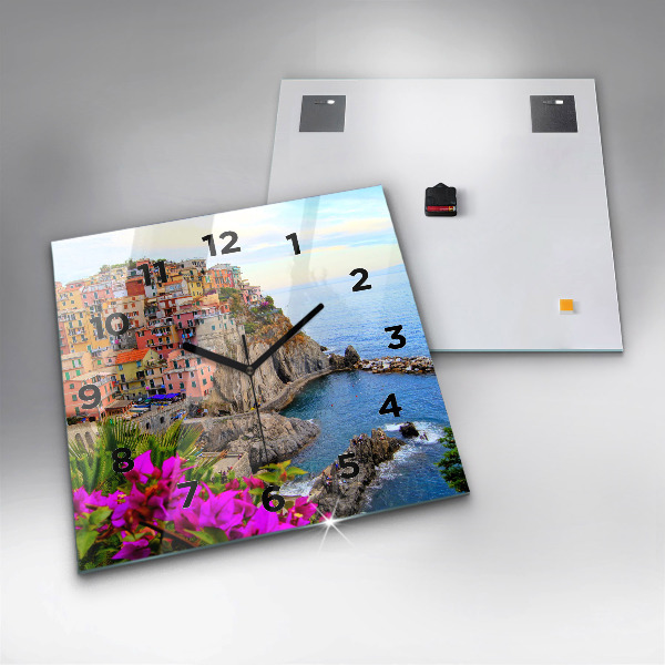 Wanduhr quadratisch mit motiv Cinque Terre Küste
