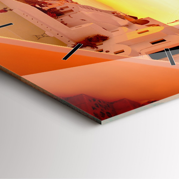 Wanduhr quadratisch mit motiv Alte Windmühle in Santorini