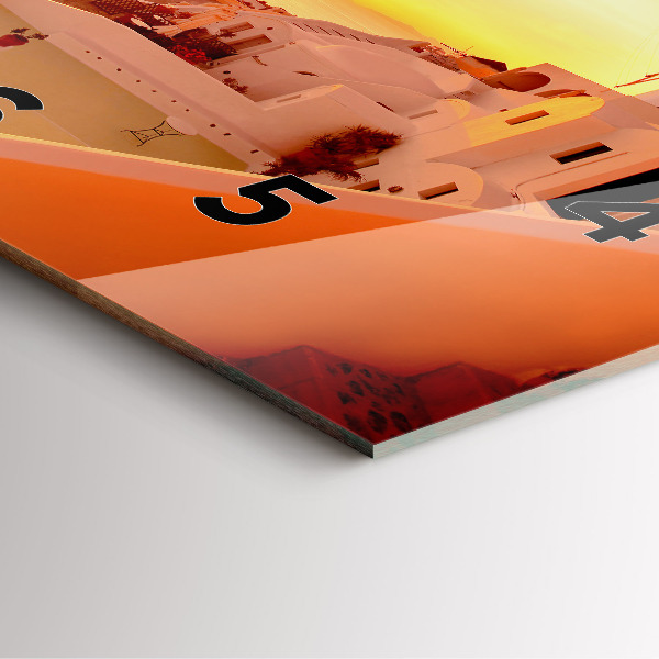 Wanduhr quadratisch mit motiv Alte Windmühle in Santorini