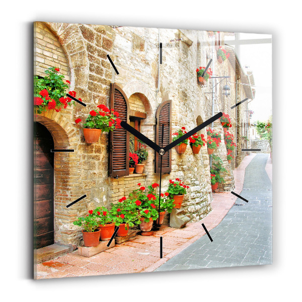 Wanduhr quadratisch mit motiv Malerische Straße