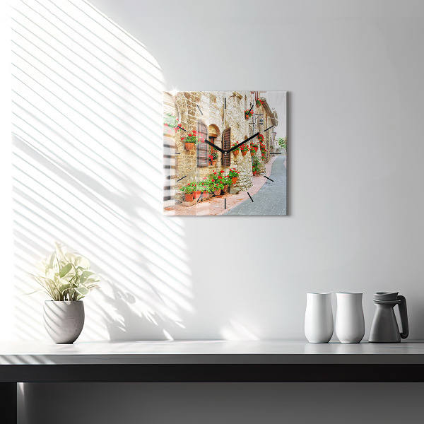 Wanduhr quadratisch mit motiv Malerische Straße