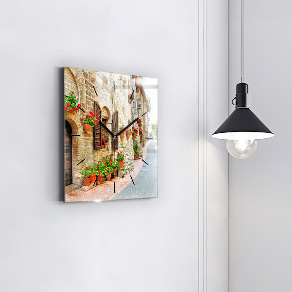 Wanduhr quadratisch mit motiv Malerische Straße