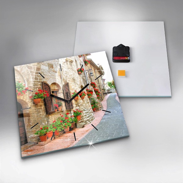 Wanduhr quadratisch mit motiv Malerische Straße