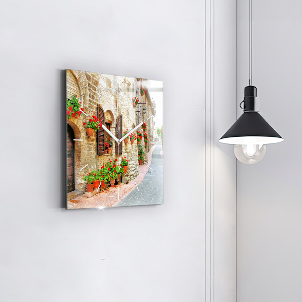 Wanduhr quadratisch mit motiv Malerische Straße