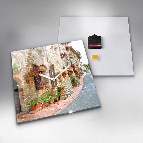 Wanduhr quadratisch mit motiv Malerische Straße