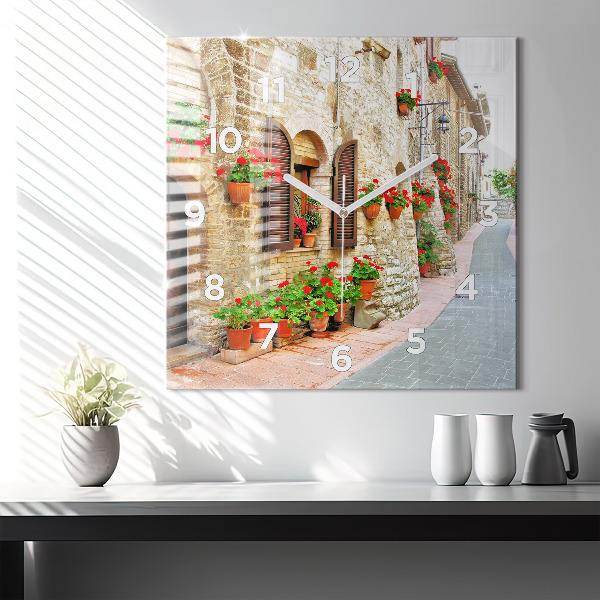Wanduhr quadratisch mit motiv Malerische Straße
