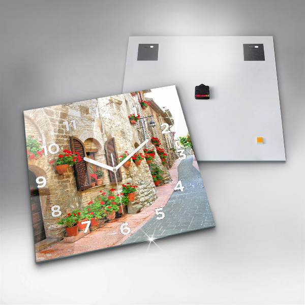 Wanduhr quadratisch mit motiv Malerische Straße