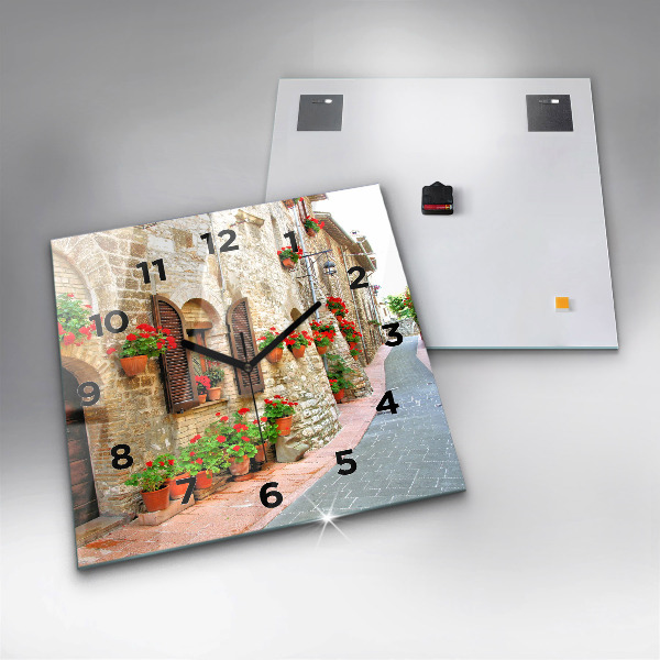 Wanduhr quadratisch mit motiv Malerische Straße