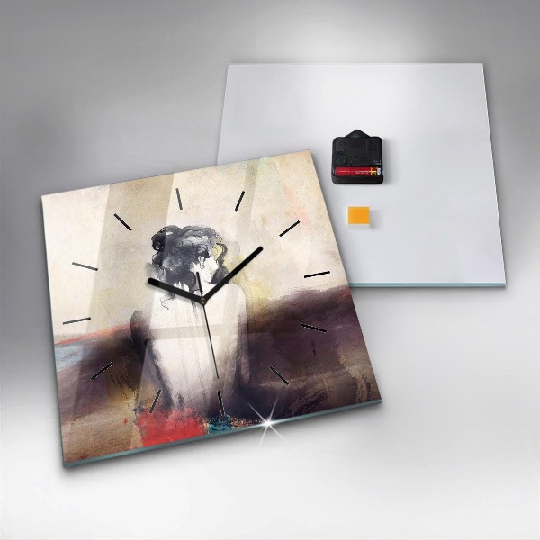 Wanduhr quadratisch Abstraktes Porträt einer Frau