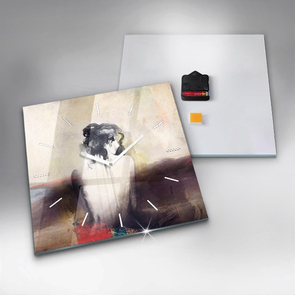 Wanduhr quadratisch Abstraktes Porträt einer Frau